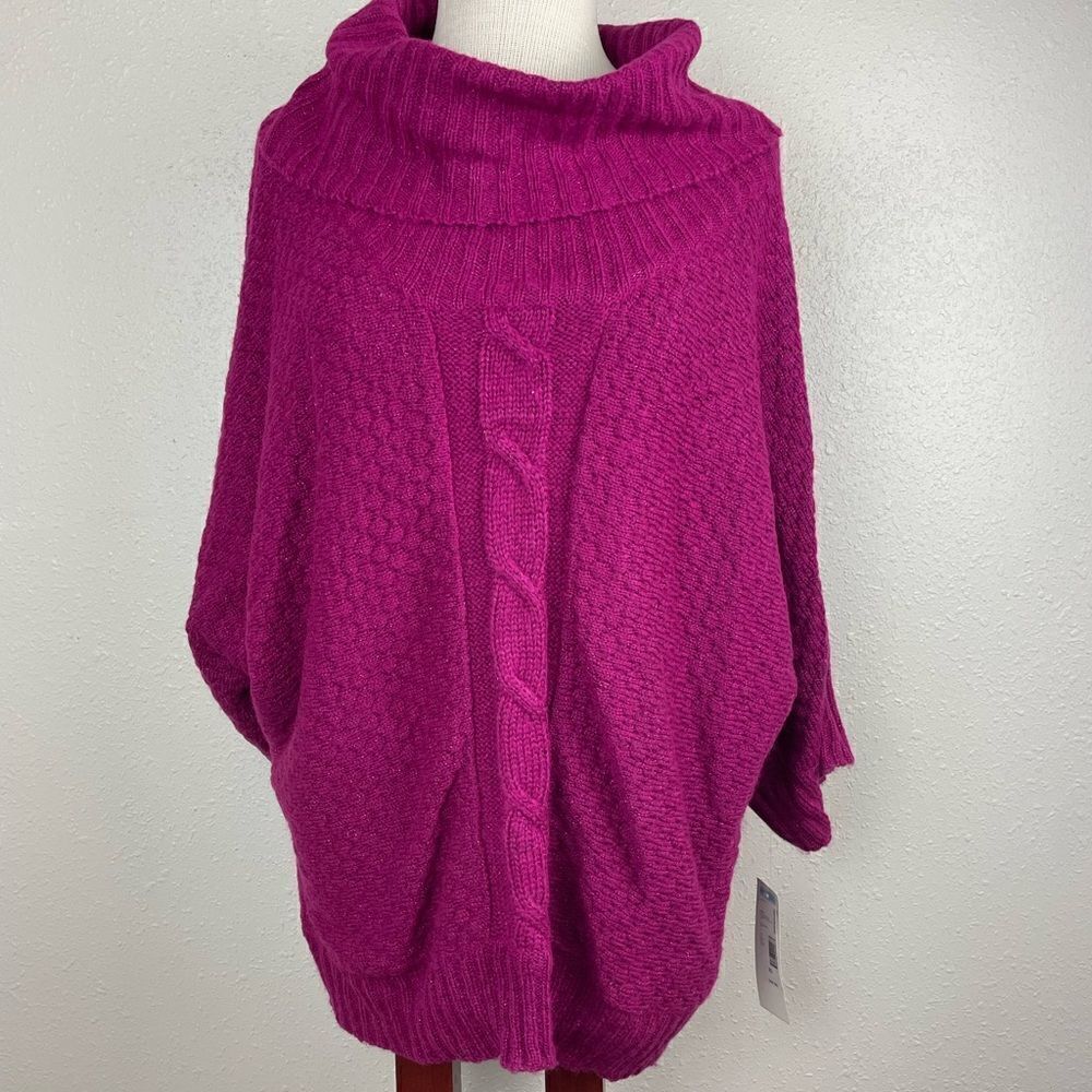 NWT Notations Womens Cowl Neck Purple 3/4 Sleeve Sweater Size XL